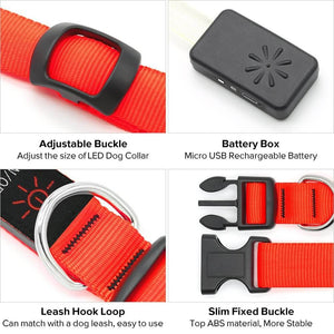 Nylon Webbing Rechargeable LED Dog Collar - BSEEN Direct